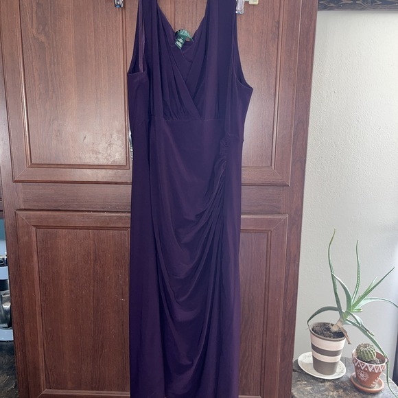 Dresses & Skirts - Vtg Lauren Ralph Lauren Dress Sheath Magenta Stretch Ruched  V-Neck Size 14